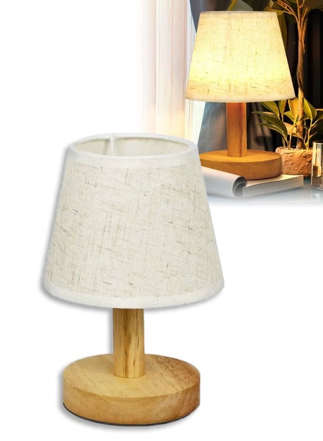 DUNISO Bedside Table Lamp，USB Desk Reading Light with Switch，Small Table Lamp for Bedroom with Flaxen Fabric Shade And Dimmable LED Bulb,for Living Room, Bedroom, Dining Room, Bar, Party, Camping, Café, Office, Dormitory - Image 1